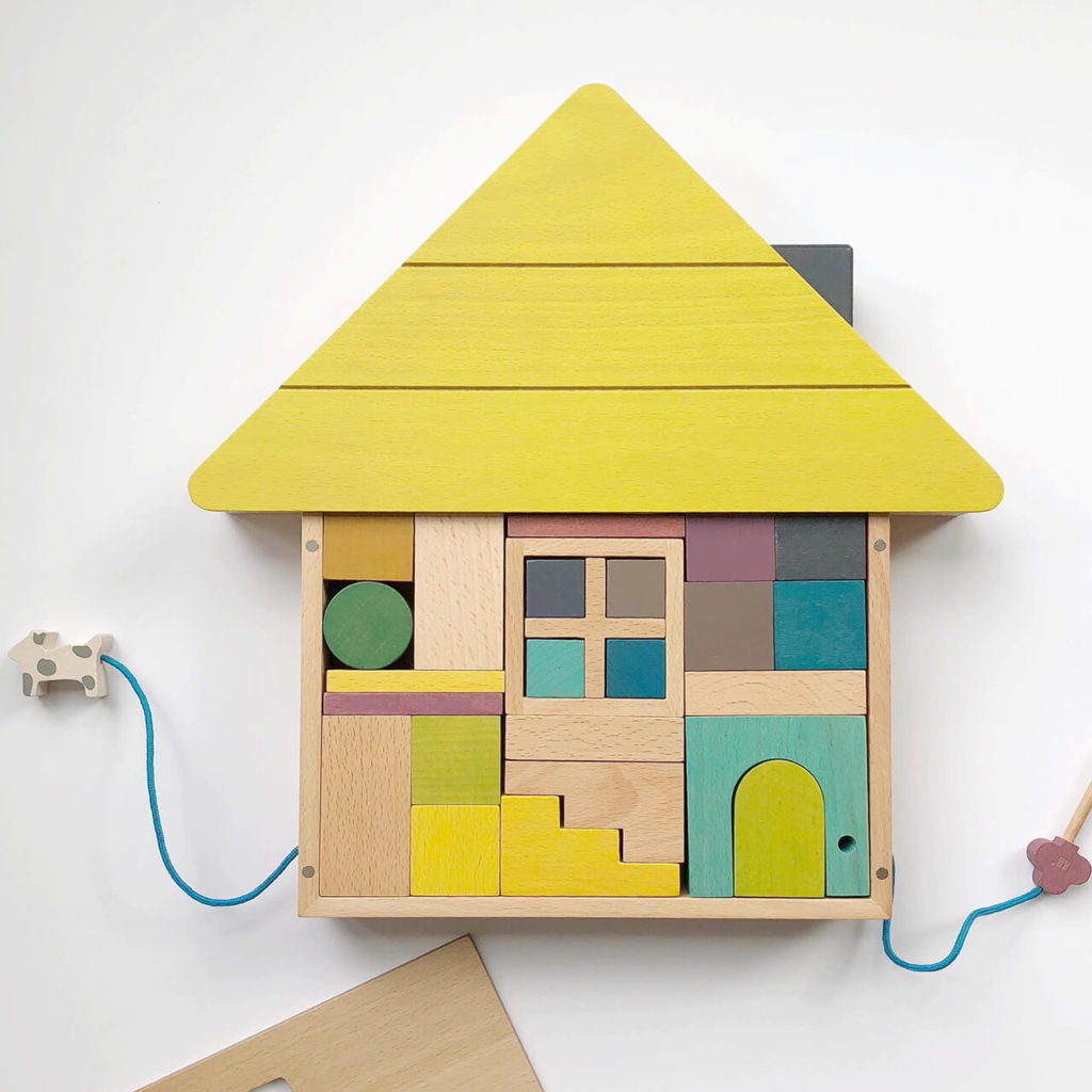 wooden block house building