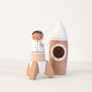 Wooden Rocket & Astronaut